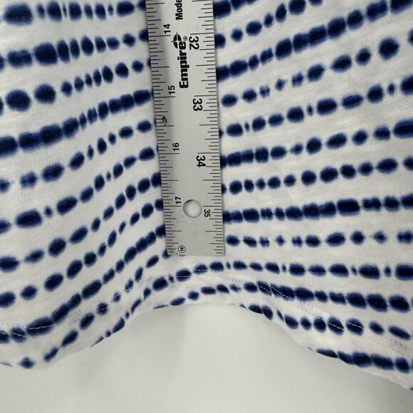 Talbots Dress Women's Small Cinch Waist Striped White Cotton Blue Dot Line - Picture 5 of 10